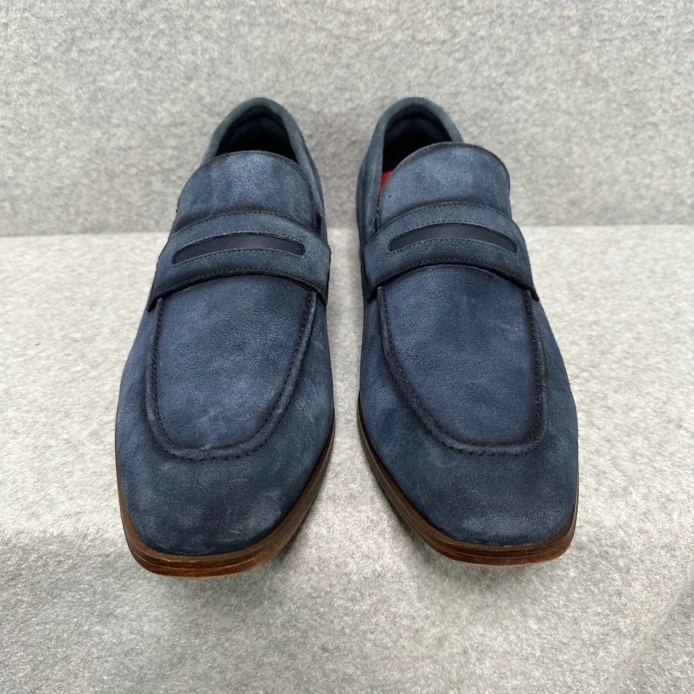 Stacy Adams Burke Moc Toe Saddle Slip On Dressy Shoes Navy Suede 25676-415 NEW